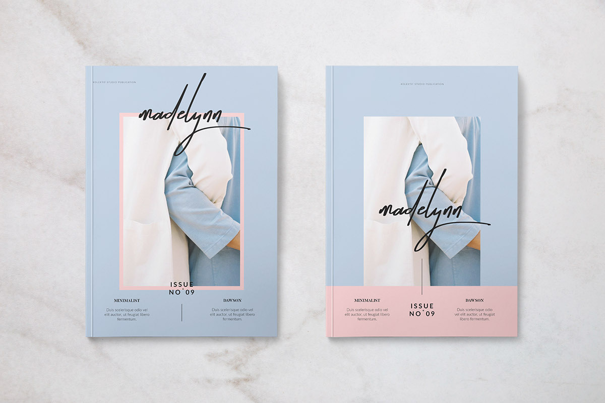 Adobe Portfolio magazine template editorial InDesign minimal journal portfolio feminime design Layout