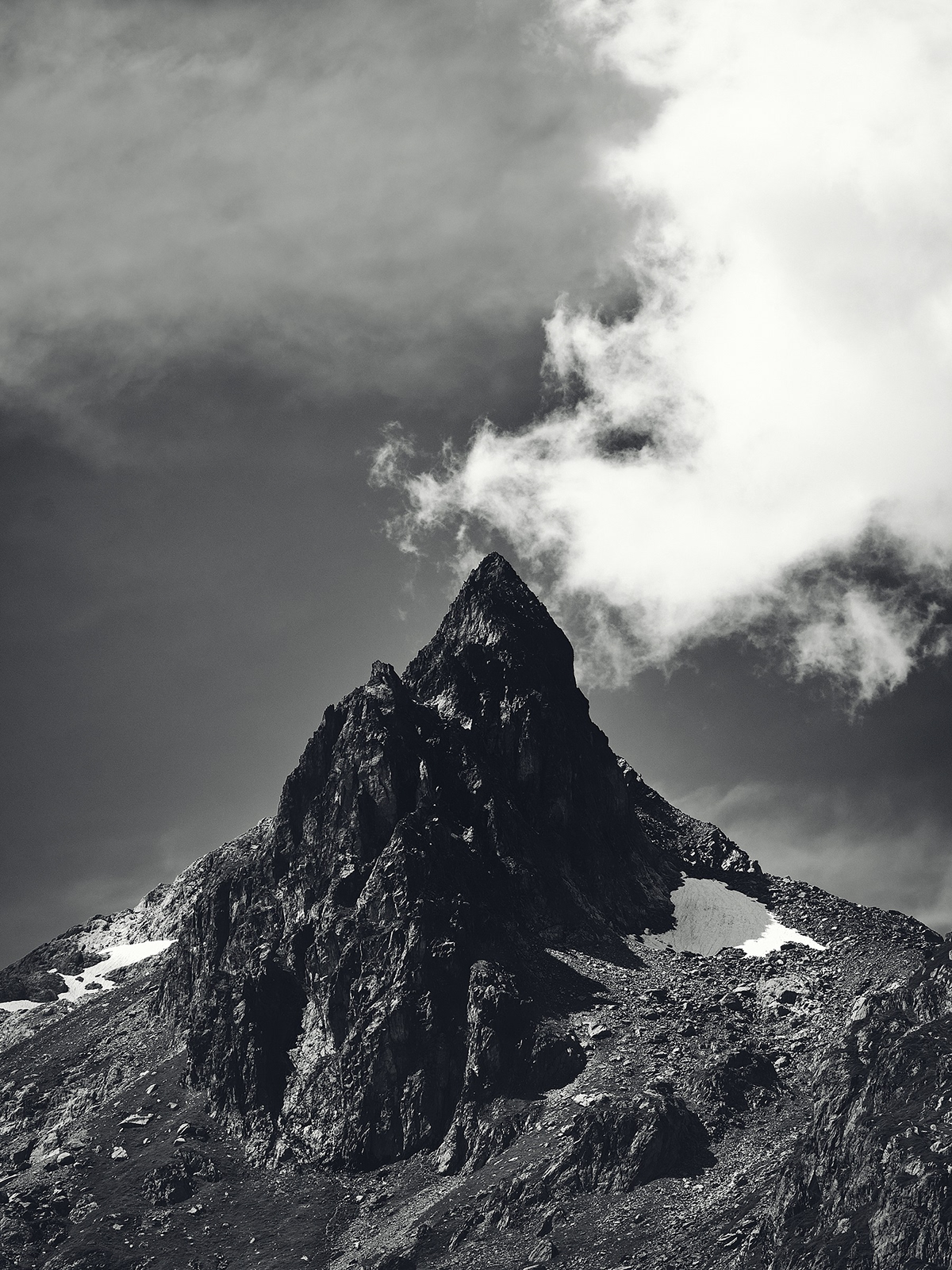 alps black and white clouds cloudy dark monochrome Moody mountains peaks ridges