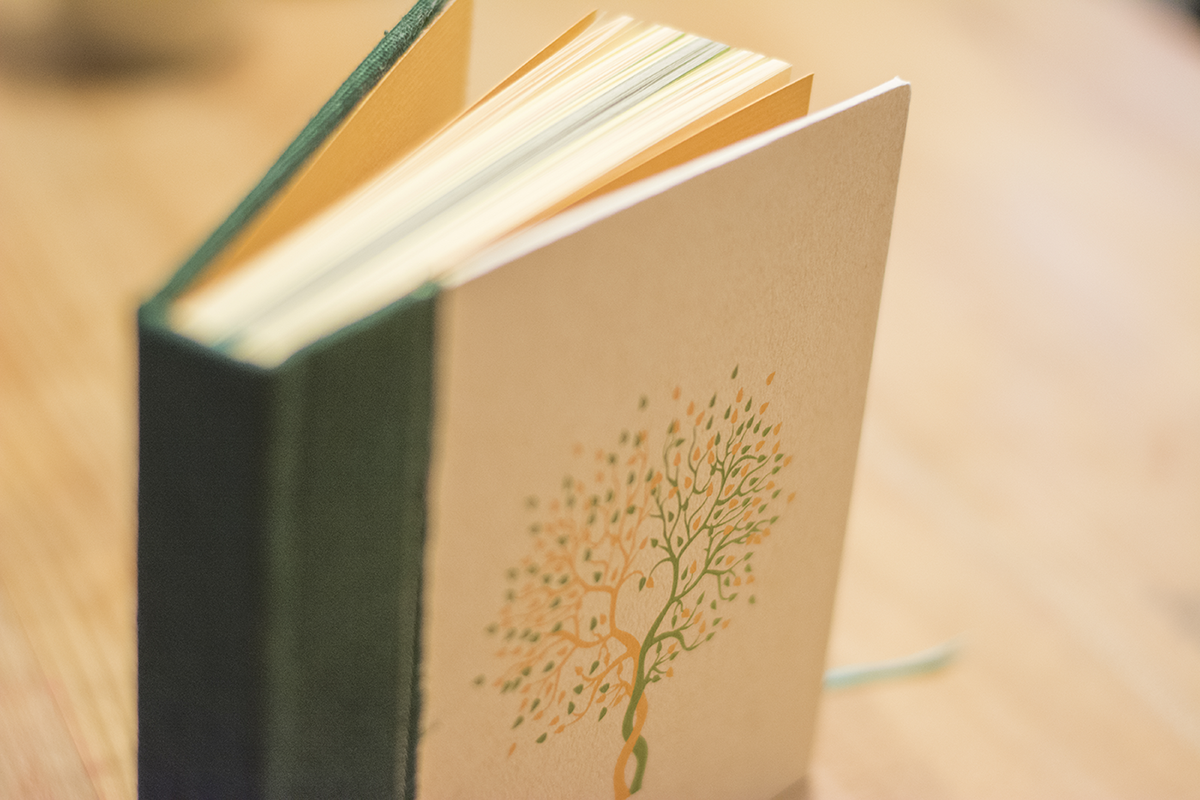 book Bookbinding handmade Tree  green yellow creative