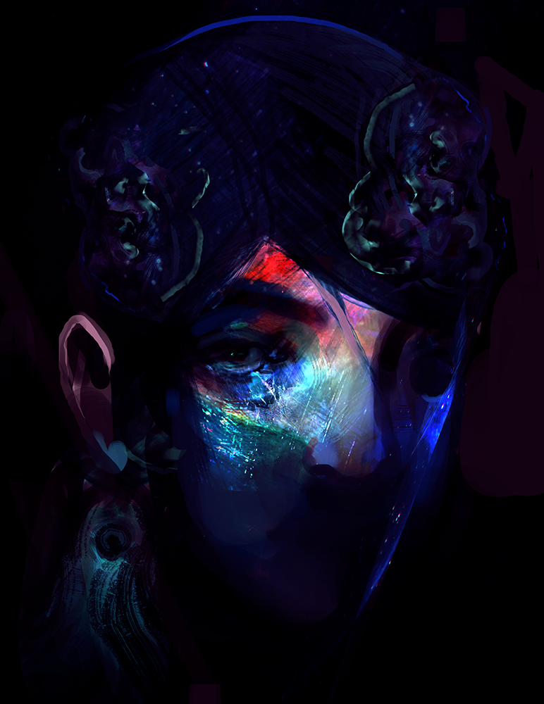 Beau brokop art portrait female woman girl face nostalgia colorful Space  Scifi abstract dark goth