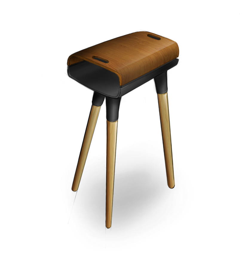 bar stool chair wood metal Render sketch furniture