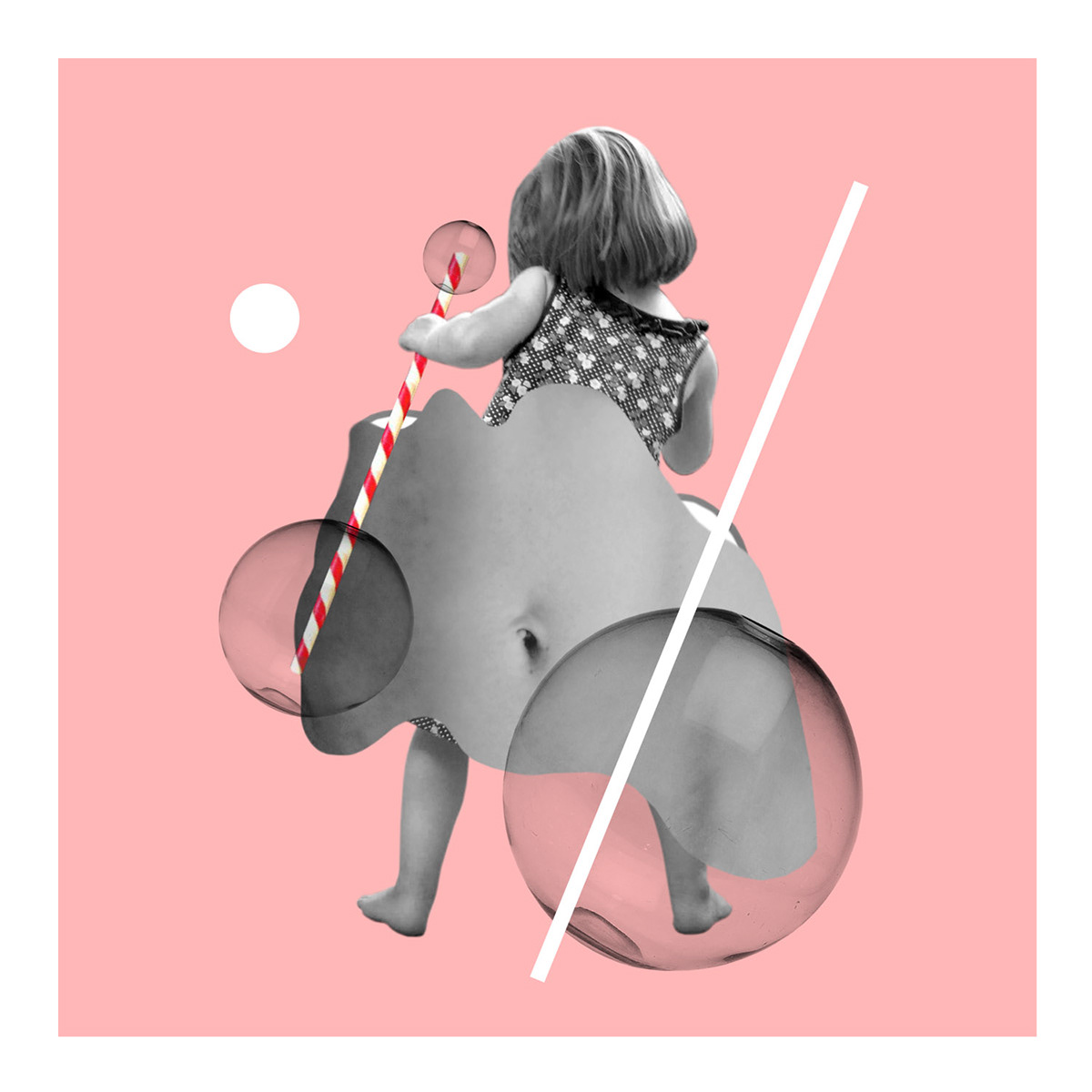 pink vintage Retro blow bubble collage cut and paste contemporary art Pop Art