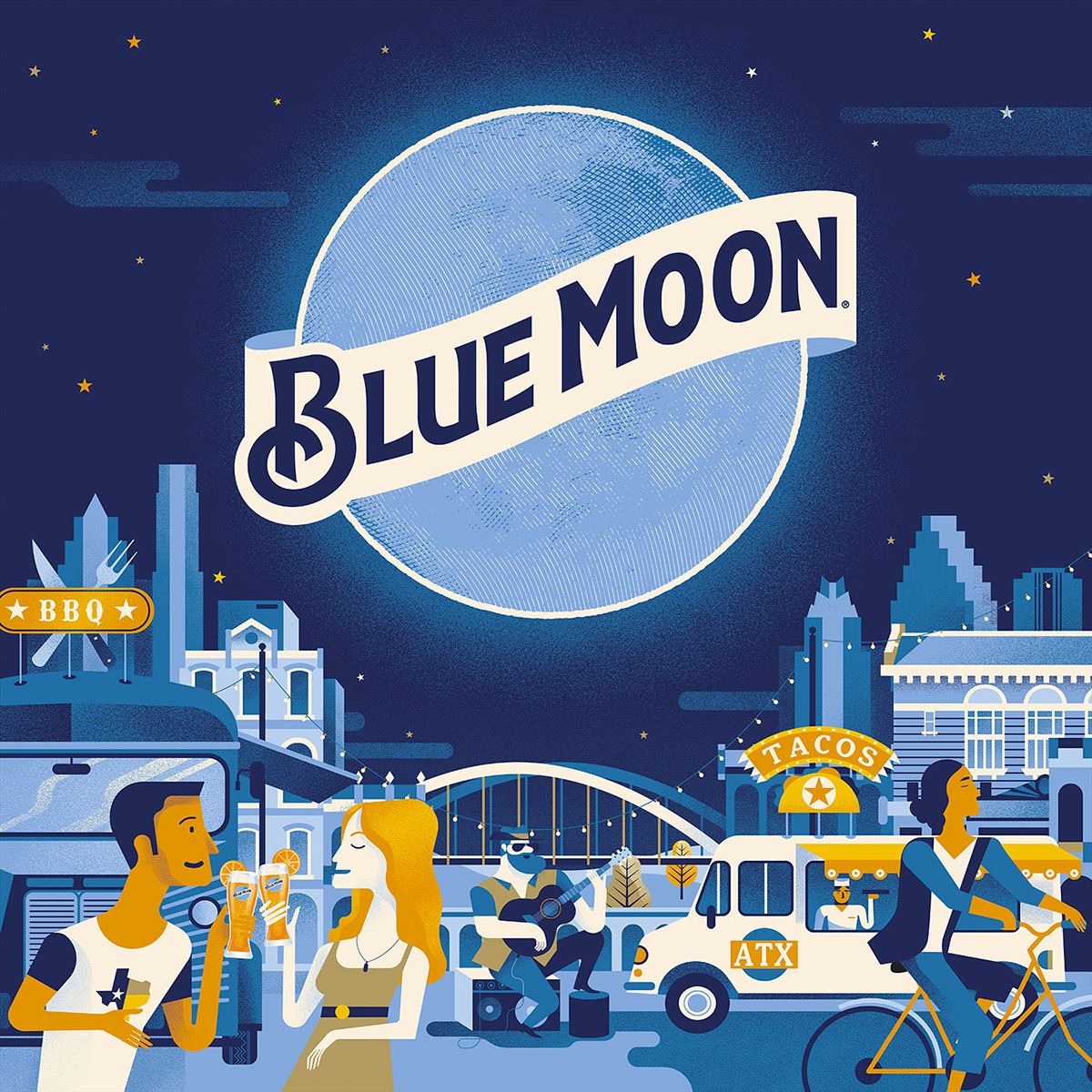 blue moon blue moon beer millers coors brewery poster Mural Glassware Design Advertising 