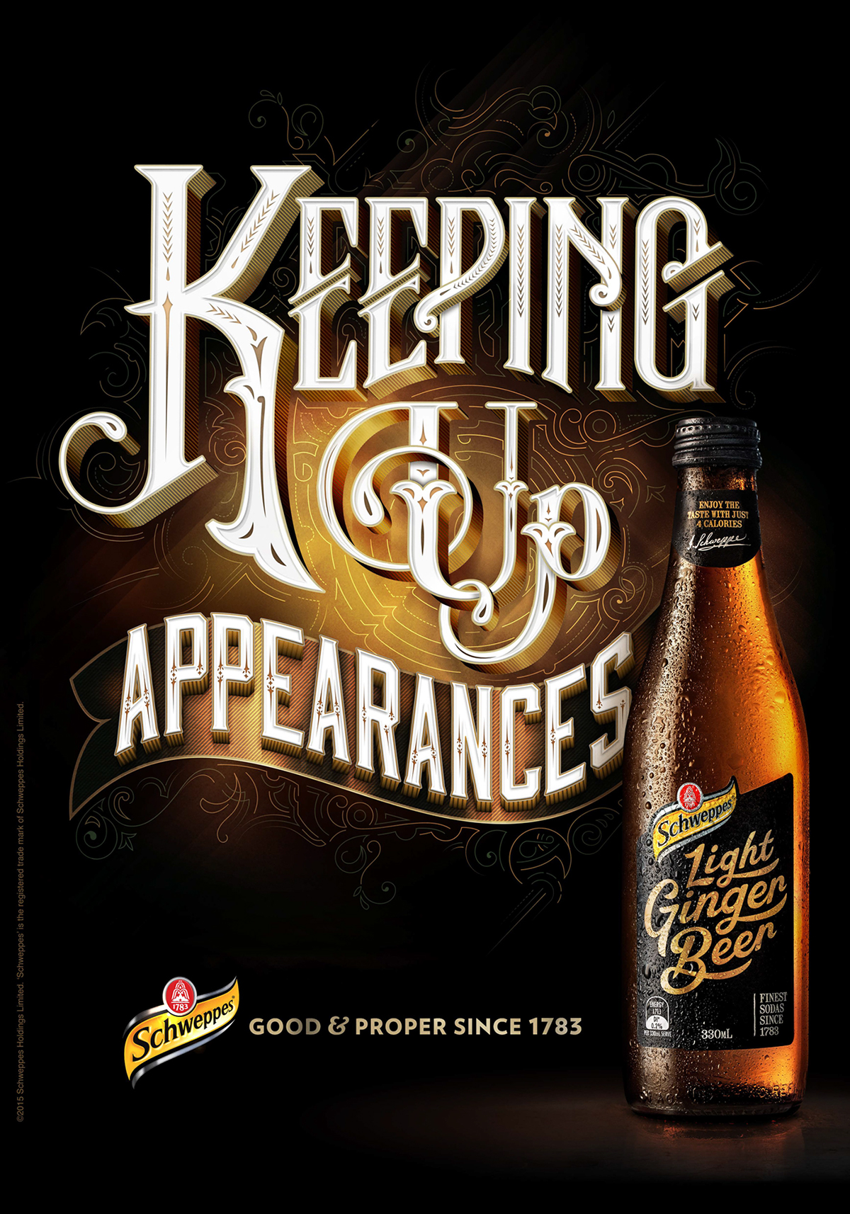 schweppes type design posters campaign drink Good & Proper 3D Type lettering Outdoor 485 Design new zealand design new type detail