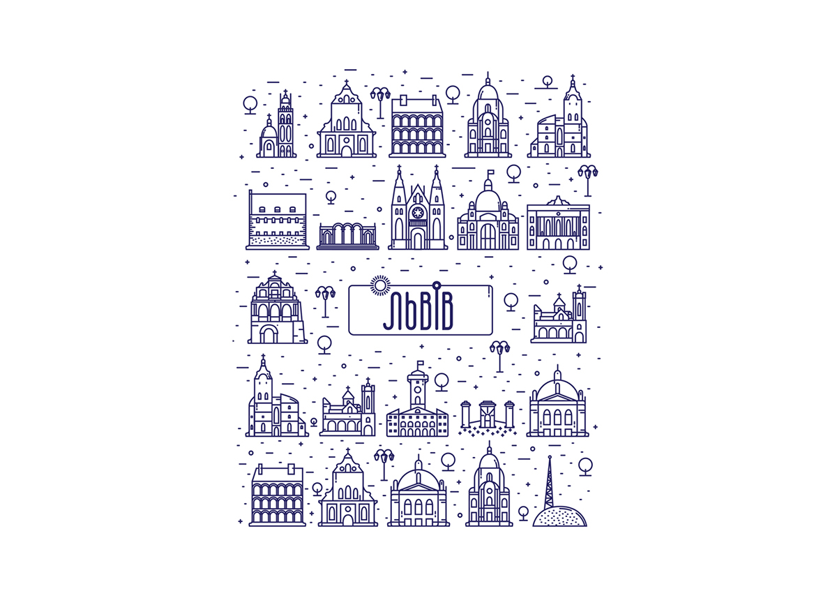 city pictogram logo pattern building architecture graphics Advertising  Lviv ukraine