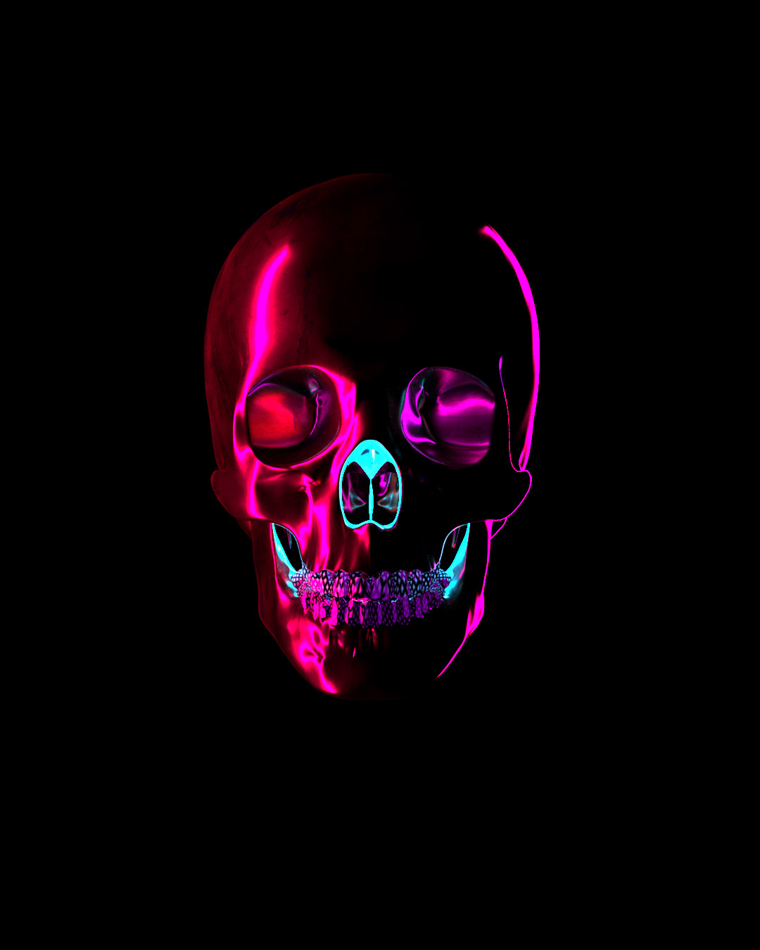3d render Skull Made In cinema 4d for a music video 