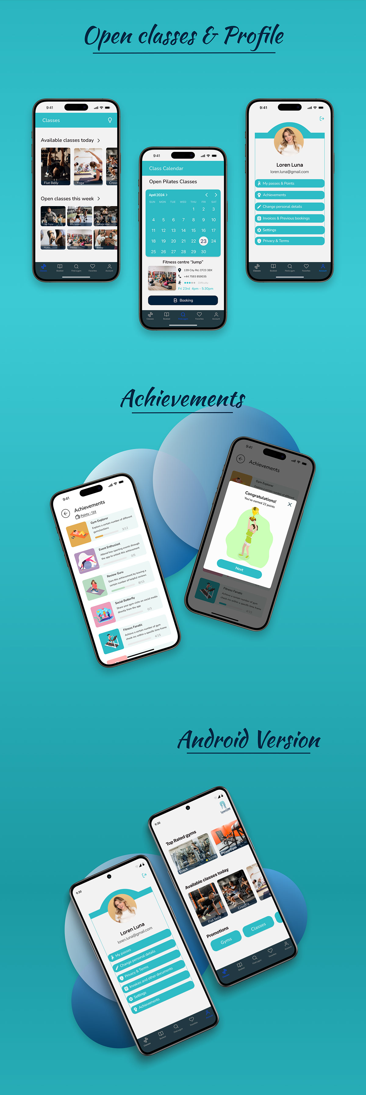 Mobile app UI/UX design gym fitness app ui design app mobile app design user experience