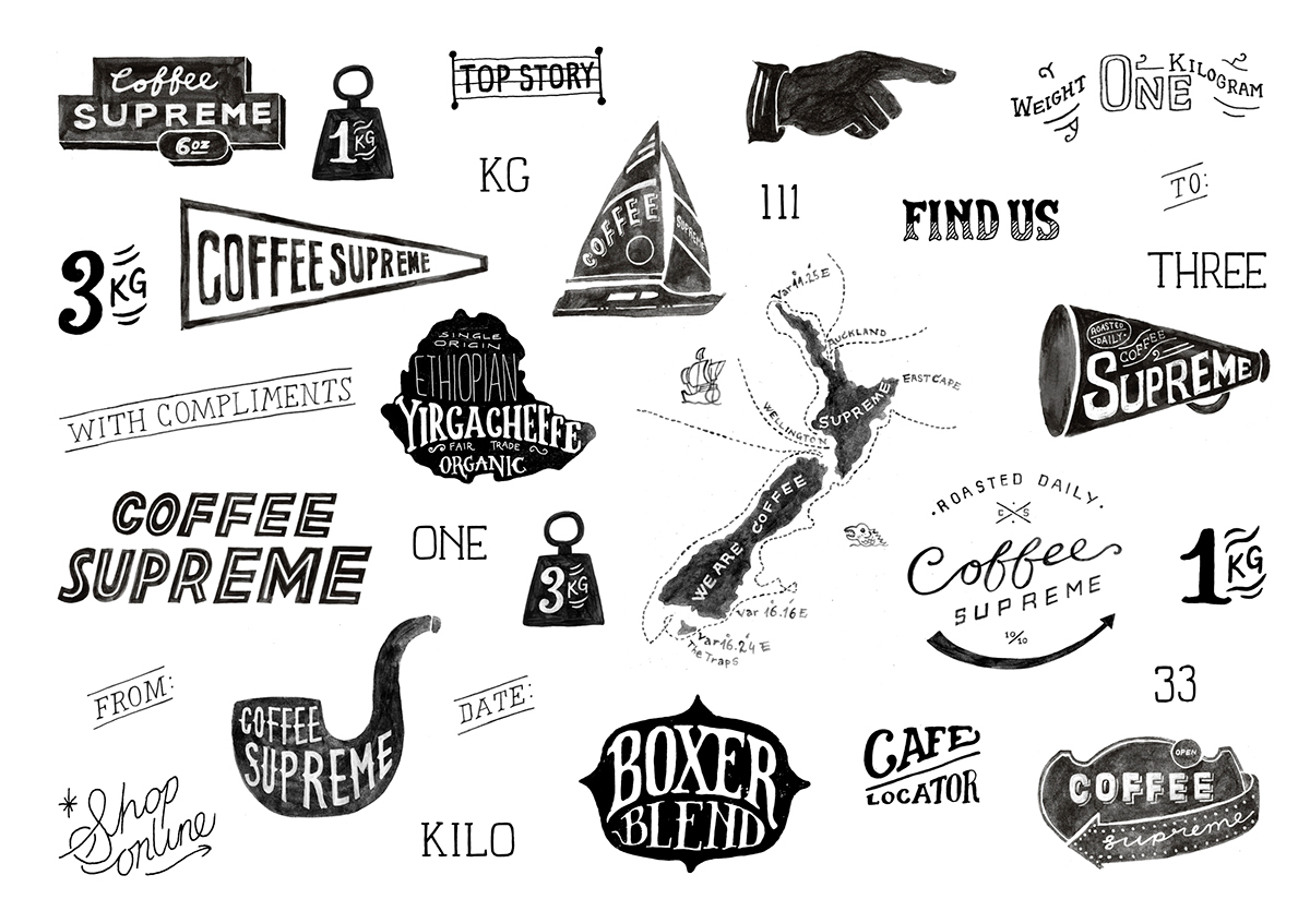 brand re-brand Retail Australia hand-drawn Coffee coffee supreme cups hardhat design New Zealand NZ take-out takeaway takeout