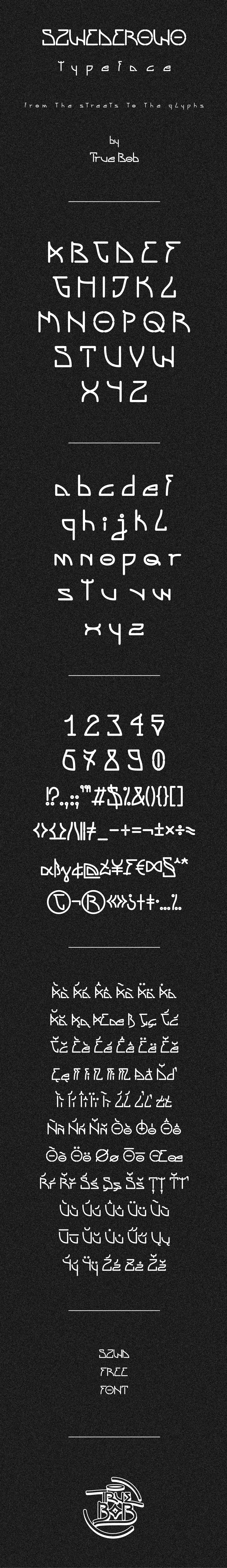 font Typeface free true Bob szwderowo glyphs ligature download alphabet