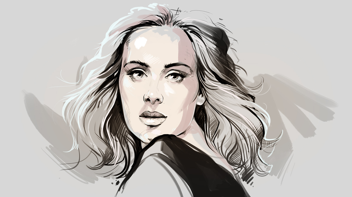 Adele portrait sketch woman
