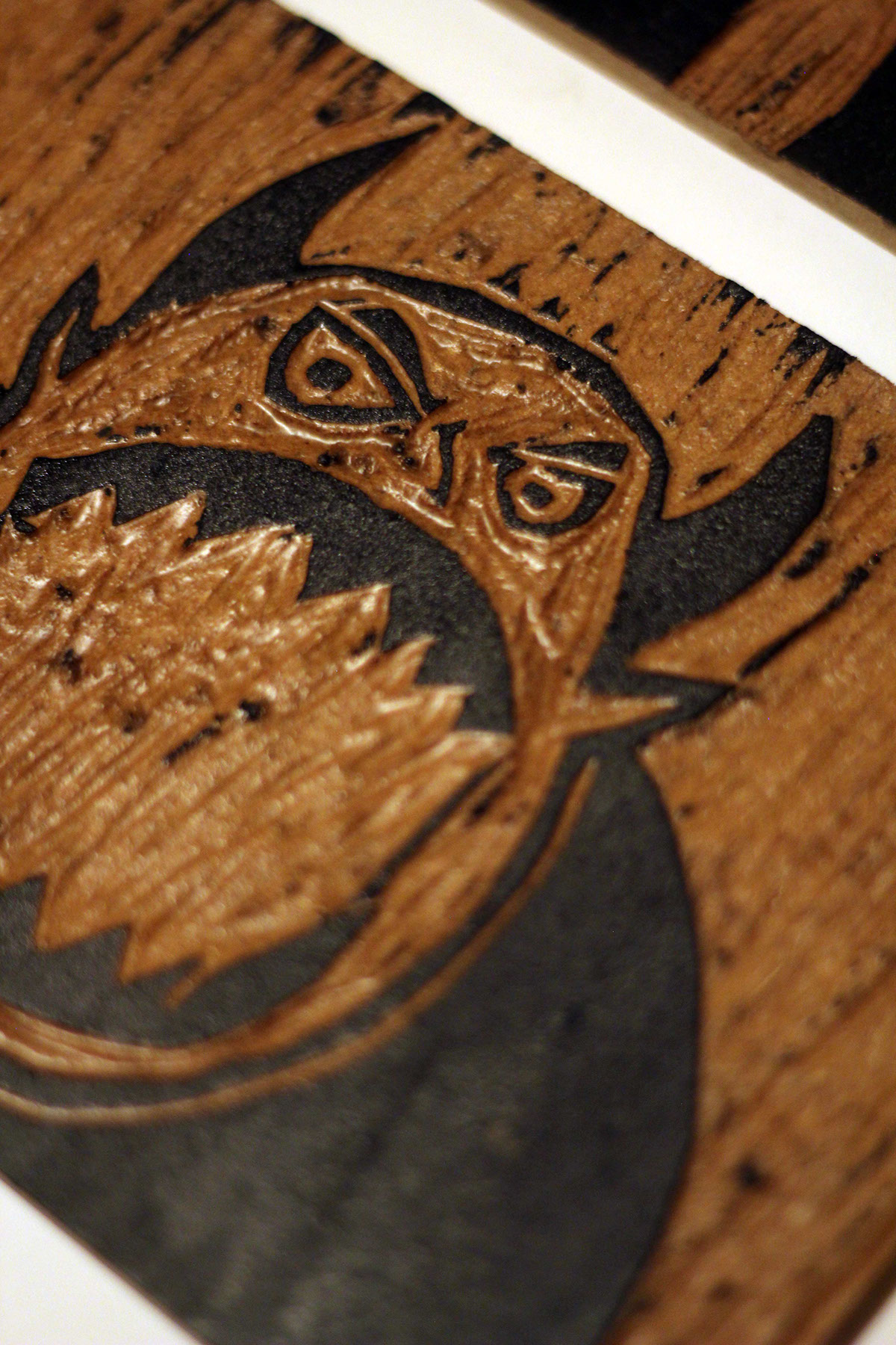 hand craft printmaking linocut wood cut wood block black three billy goats gruff storytelling   hand made rustic