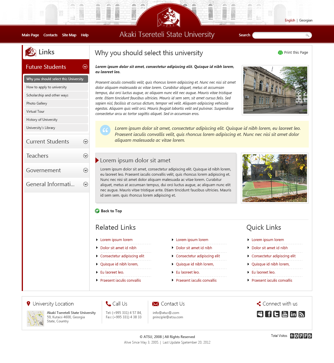 University home page Webdesign Website UI ux interaction visual design
