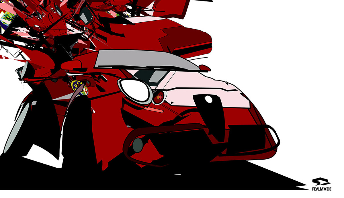 alfa romeo car design freehand vector graphics poster canvas