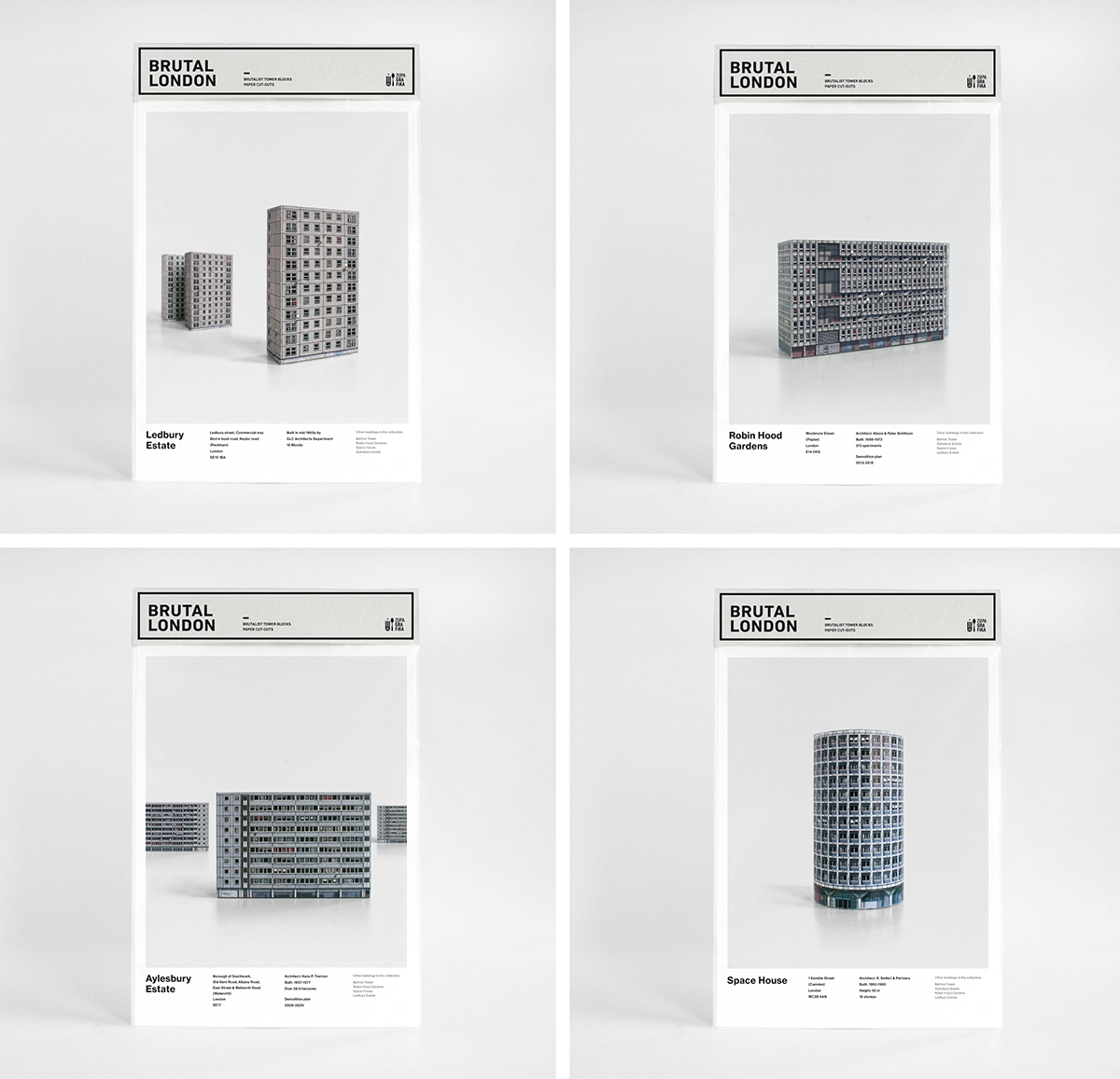 Brutalism London modernism papercraft DIY popup city cardboard paper model Erno goldfinger tower blocks council estates demolition