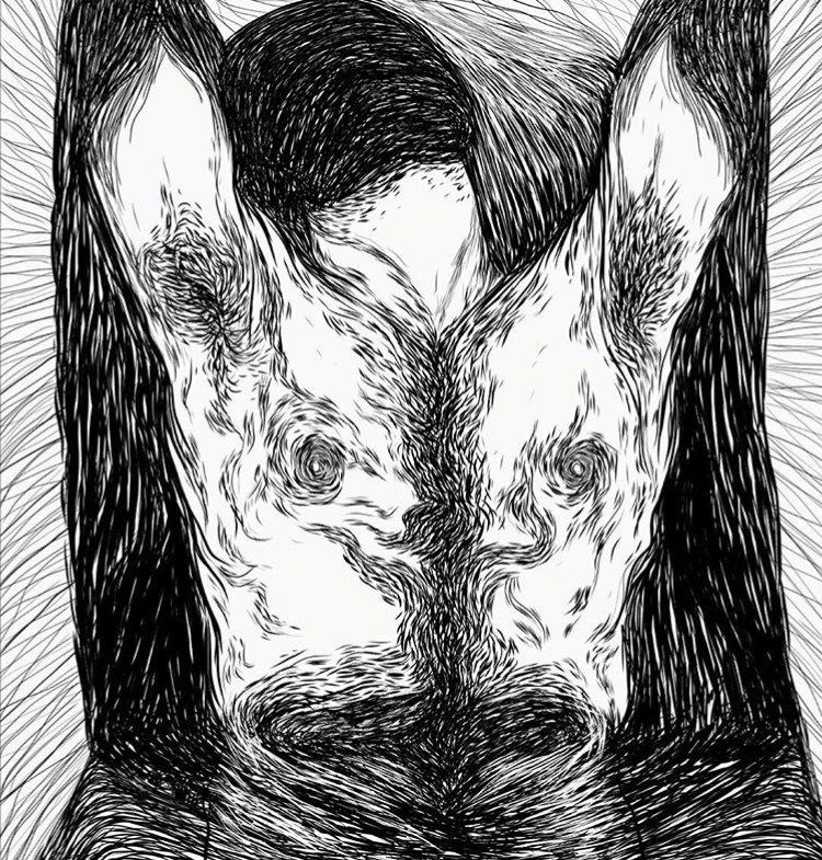 ipadpro sketch Drawing  ILLUSTRATION  sketchbook pen figurative abstract portrait doodle animal figure man anatomy black and white line crosshatching face body