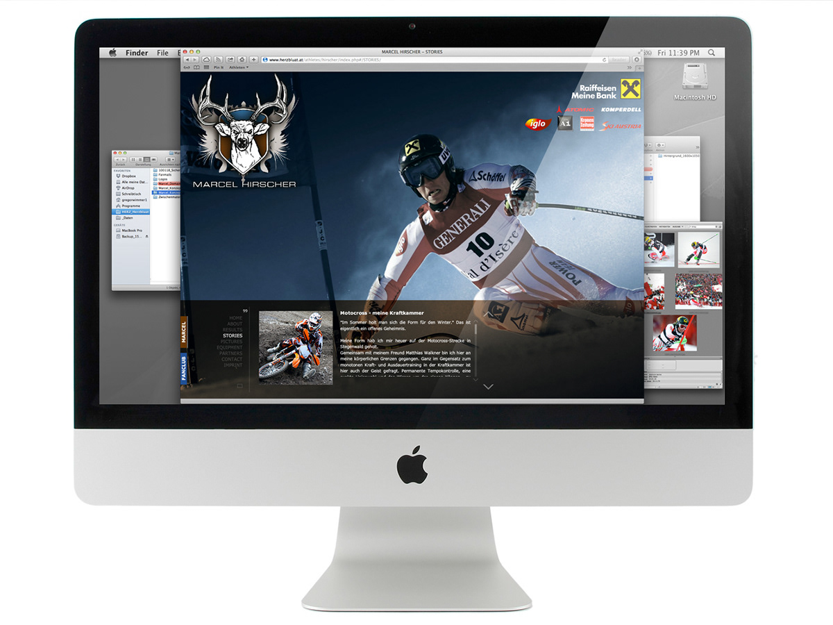 Marcel Hirscher Website Webdesign Redaktion Weltmeister Weltcup Gesamtsieger Layout Programmierung Gestaltung Ski Rennläufer Bildbearbeitung