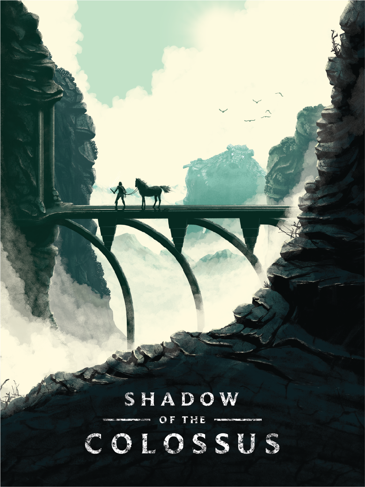 poster art giant colossus poster Landscape playstation shadow fantasy fantasy art