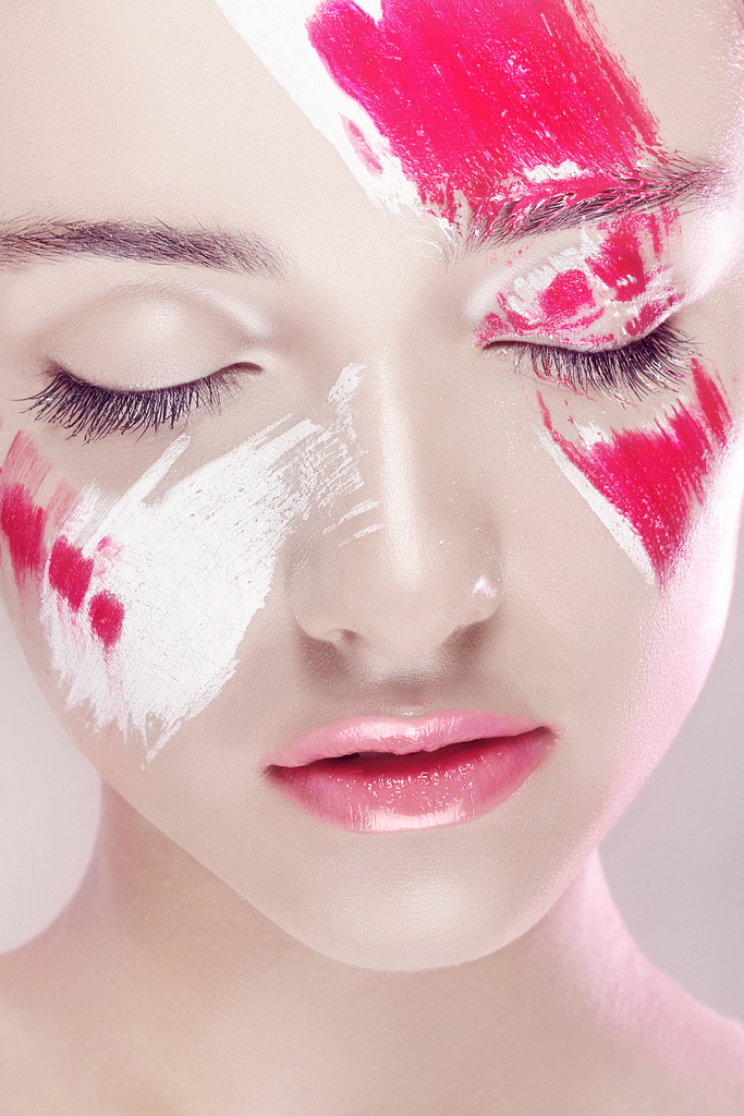 beauty Make Up pink paint face red lips eyes skin