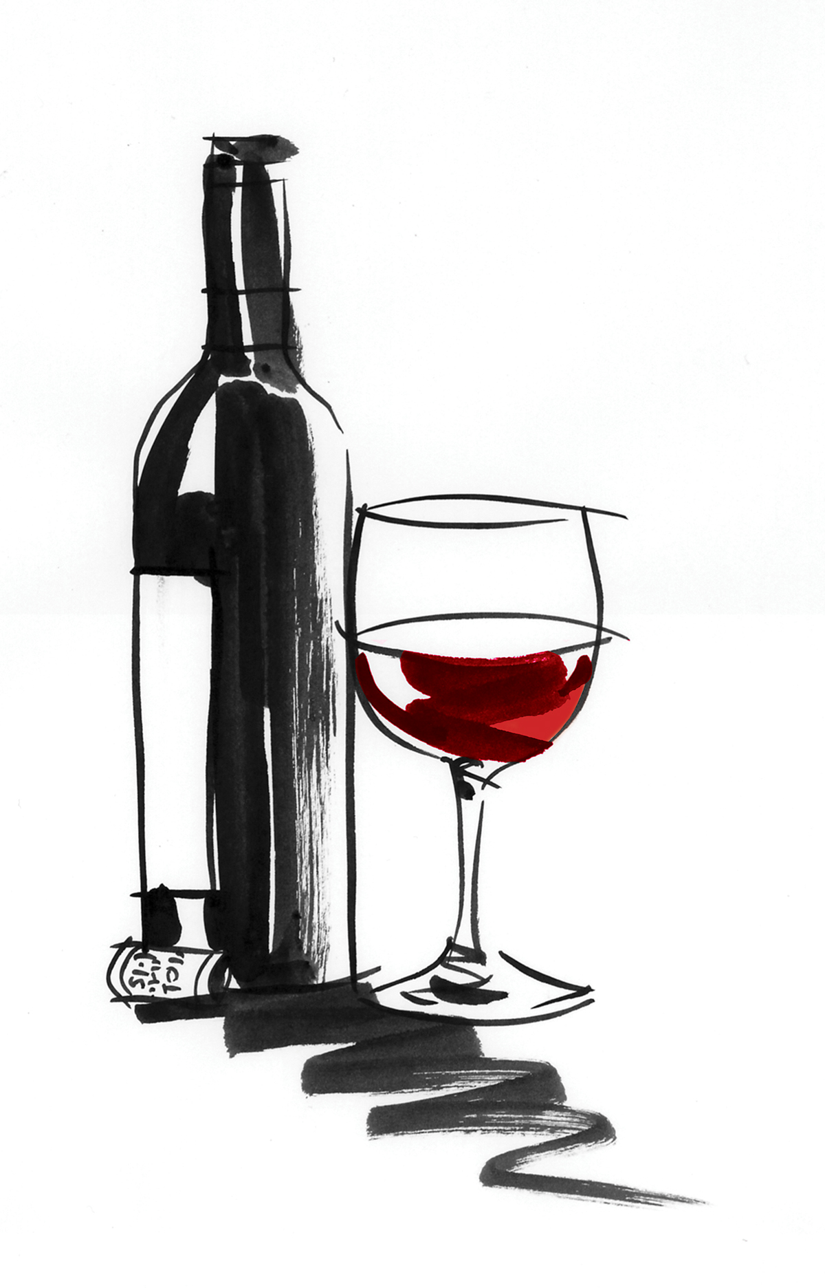 brush & ink wine Logo Design Culinary