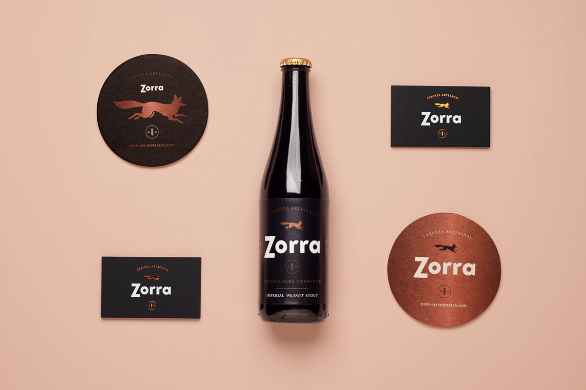 zorra cerveza artesanal craft beer beer stout Red IPA hotstamping copper foil naming