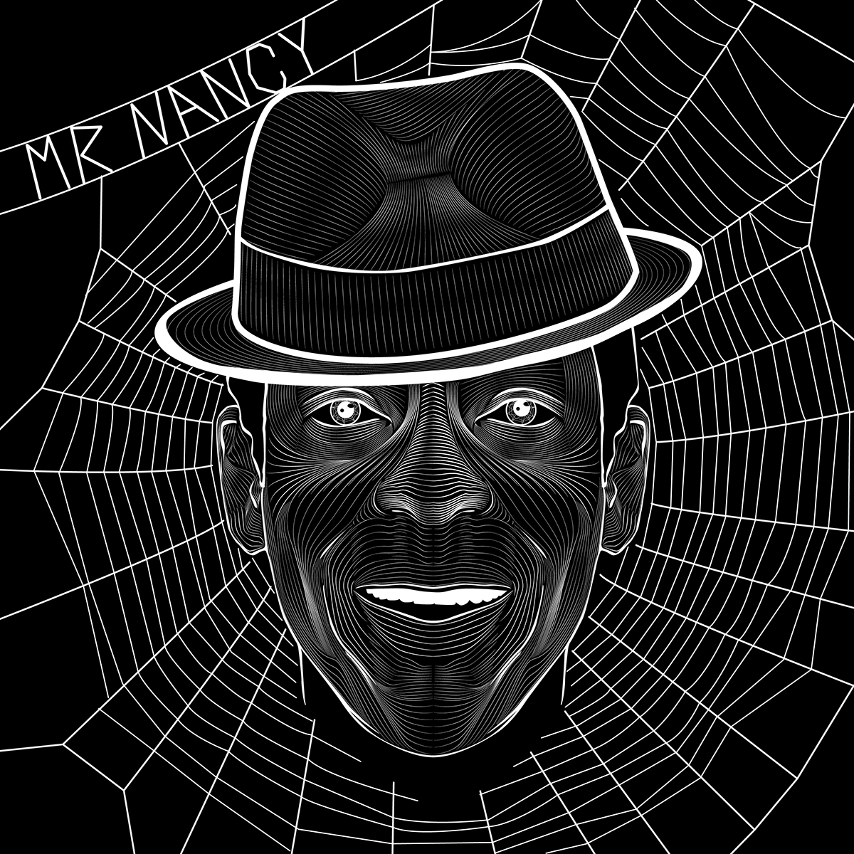 american gods Orlando Jones blend tool black and white spider web vector