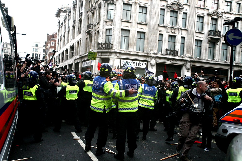 TUC Cuts protest London violence demonstration anarchist oxford circus central london UK United Kingdom england metropolitan police police riot Van piccadilly circus regent street tube