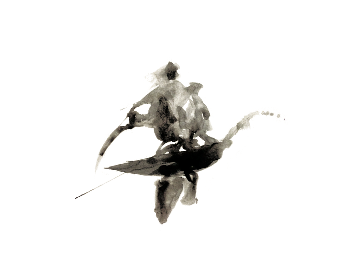 japanese samurai Apparel Design abstract ink motion
