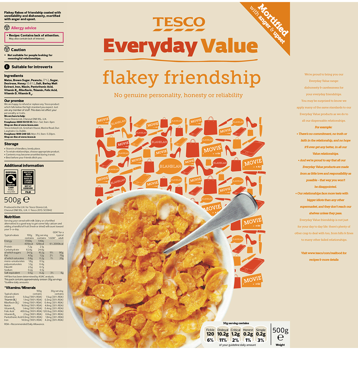 Cereal Cornflakes friendship Values value box net design Supermarket