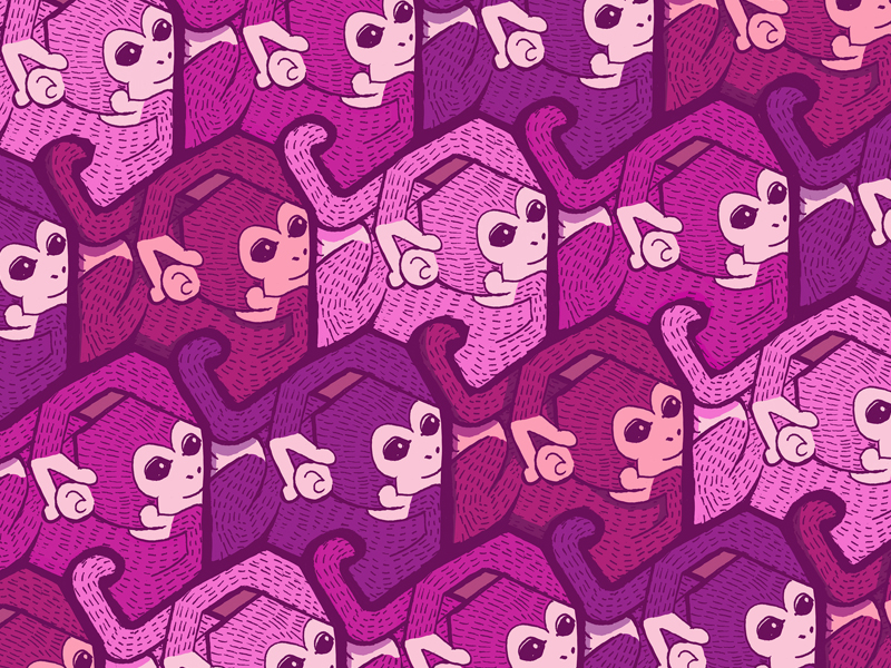 animal Tessellation print surface Colourful  funny