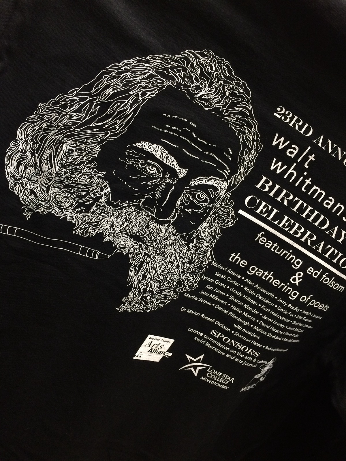 Walt Whitman line drawing t-shirt