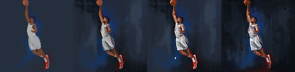 NBA sports art Los Angeles Clippers golden state steph curry deandre jordan warriors grizzlies clippers adobe