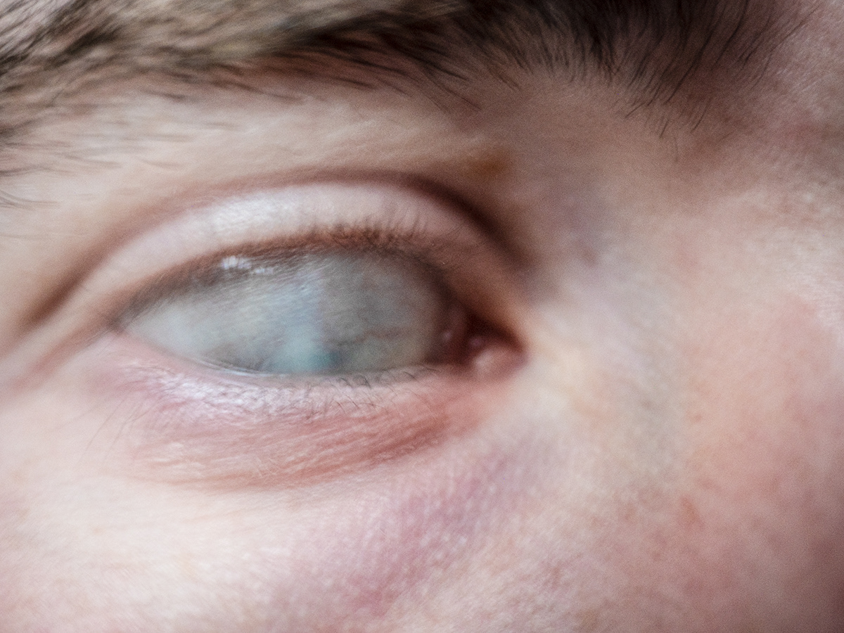 blue eye face green hair human identity macro motion skin