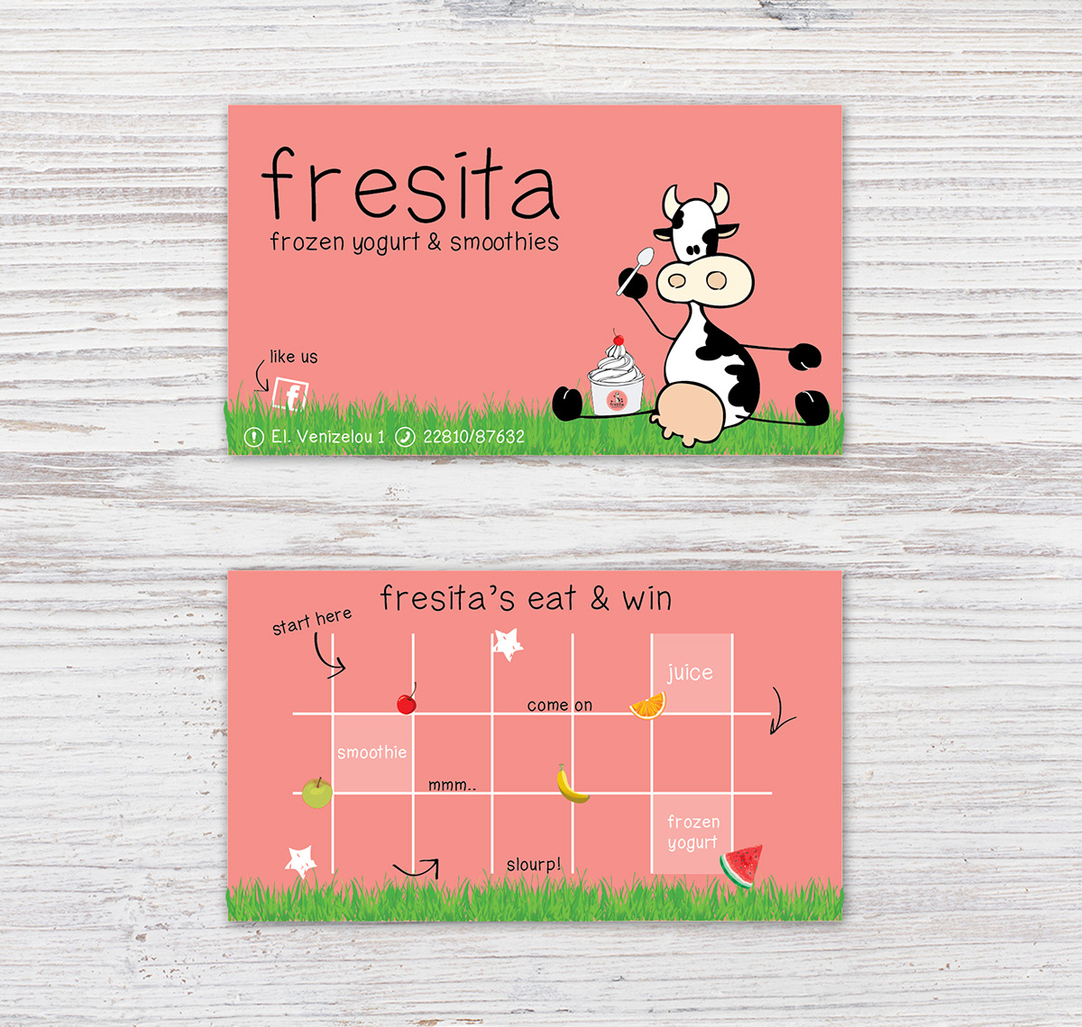 frozen yogurt card logo poster sticker cow pink