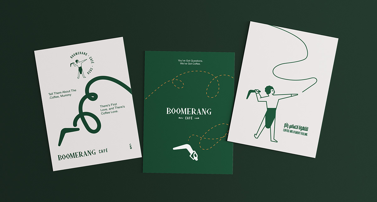 Boomerang brand identity branding  cafe Coffee identity logo Logo Design Packaging