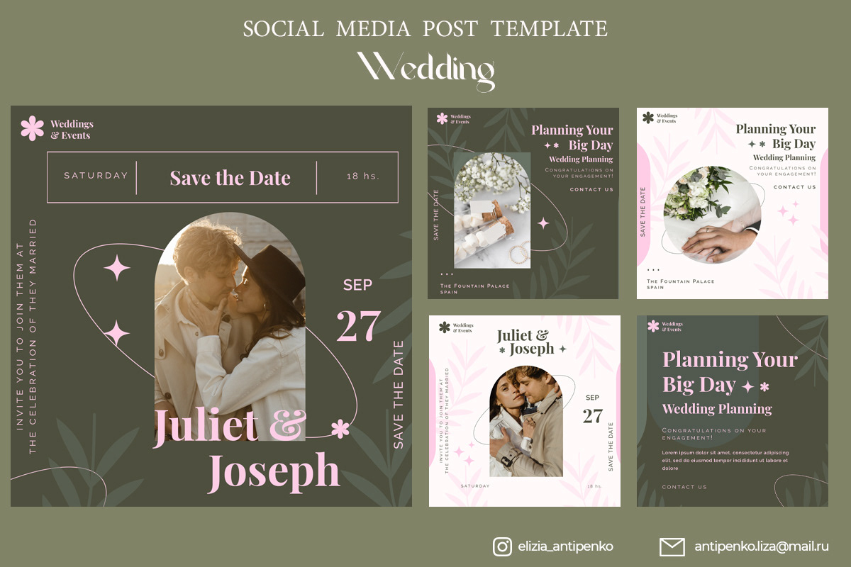instagram Instagram Post marketing   social media template wedding графический дизайн дизайн макет фирменный стиль