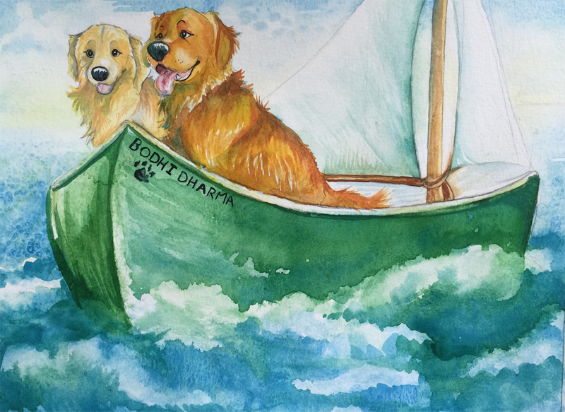 dog petportrait portrait pets Pet dogs GOLDENRETRIEVER dogart golden boat water waves sea sailboat Sail