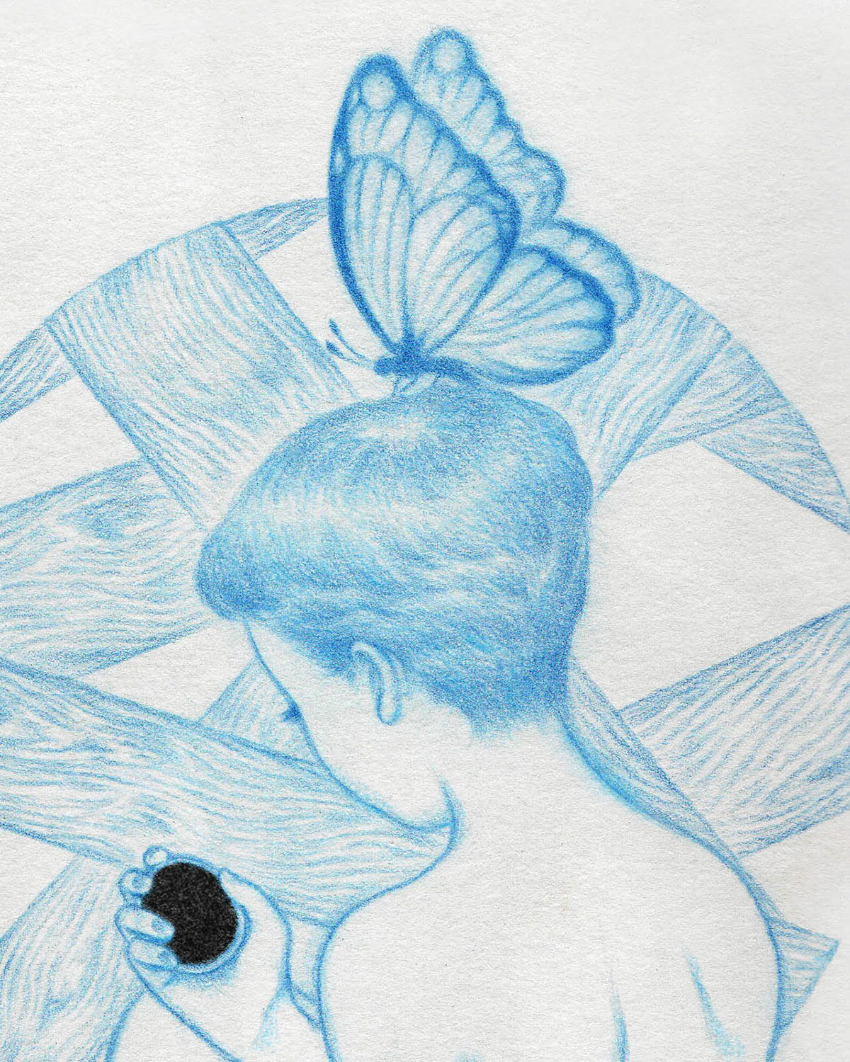 art artwork blue ColorPencil Drawing  girl ILLUSTRATION  pen pencil woman