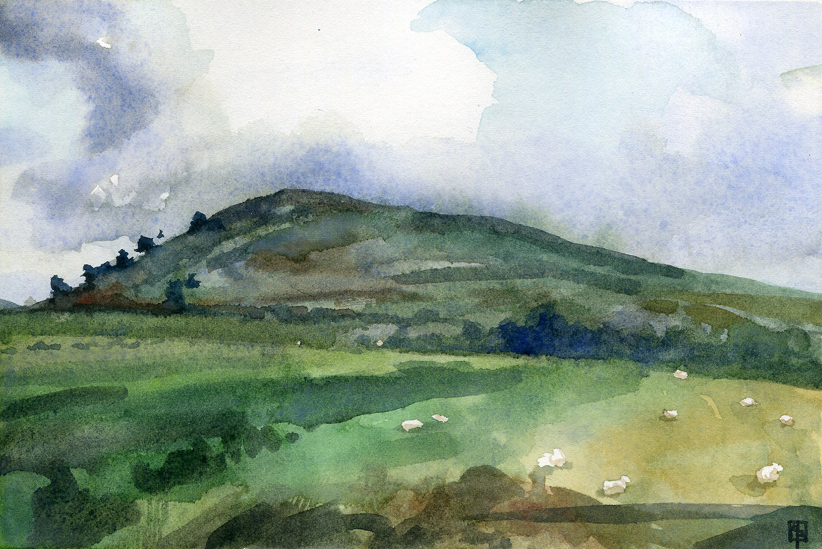 watercolor watercolor painting Landscape Landscape Painting scotland Orkney edinburgh Arthurs Seat perth Perthshire