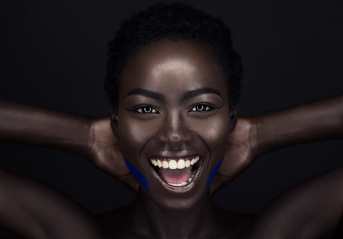 beauty headshot portrait retouch MUA melanin model makeup