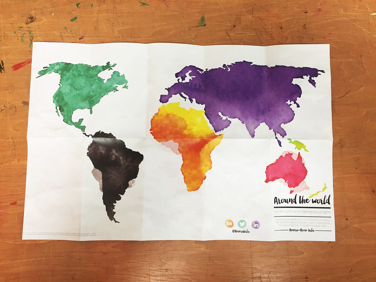 women rigthts design Zine  watercolor effect girl non-profit girls Education