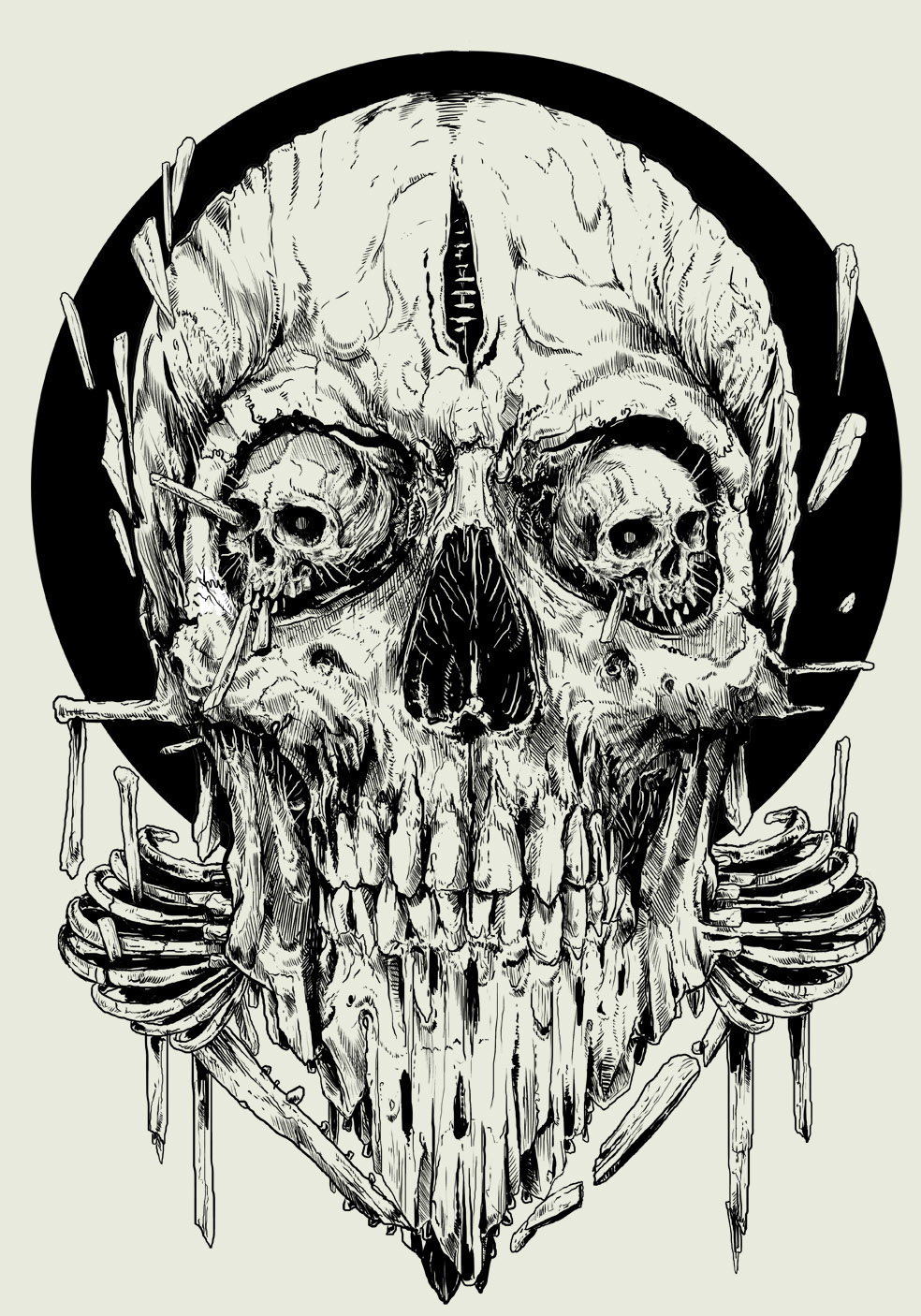 too many skulls skull T-Shirt Design