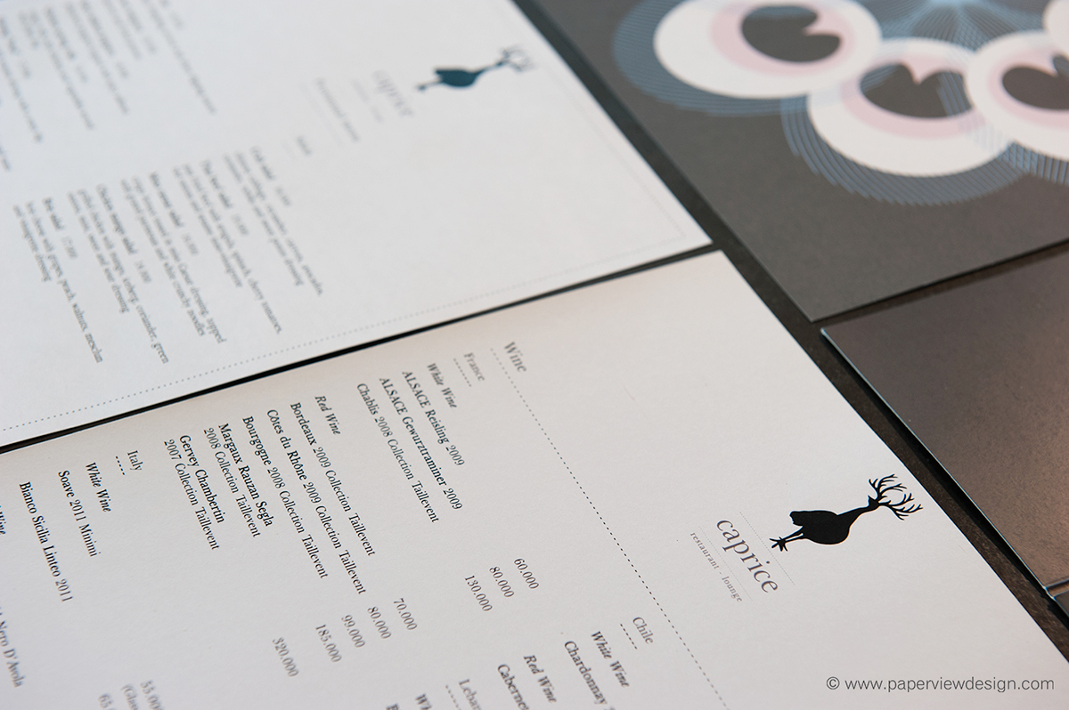 caprice  branding graphics design paperview icons animals Beirut clubbing bar identity restaurant business card logo