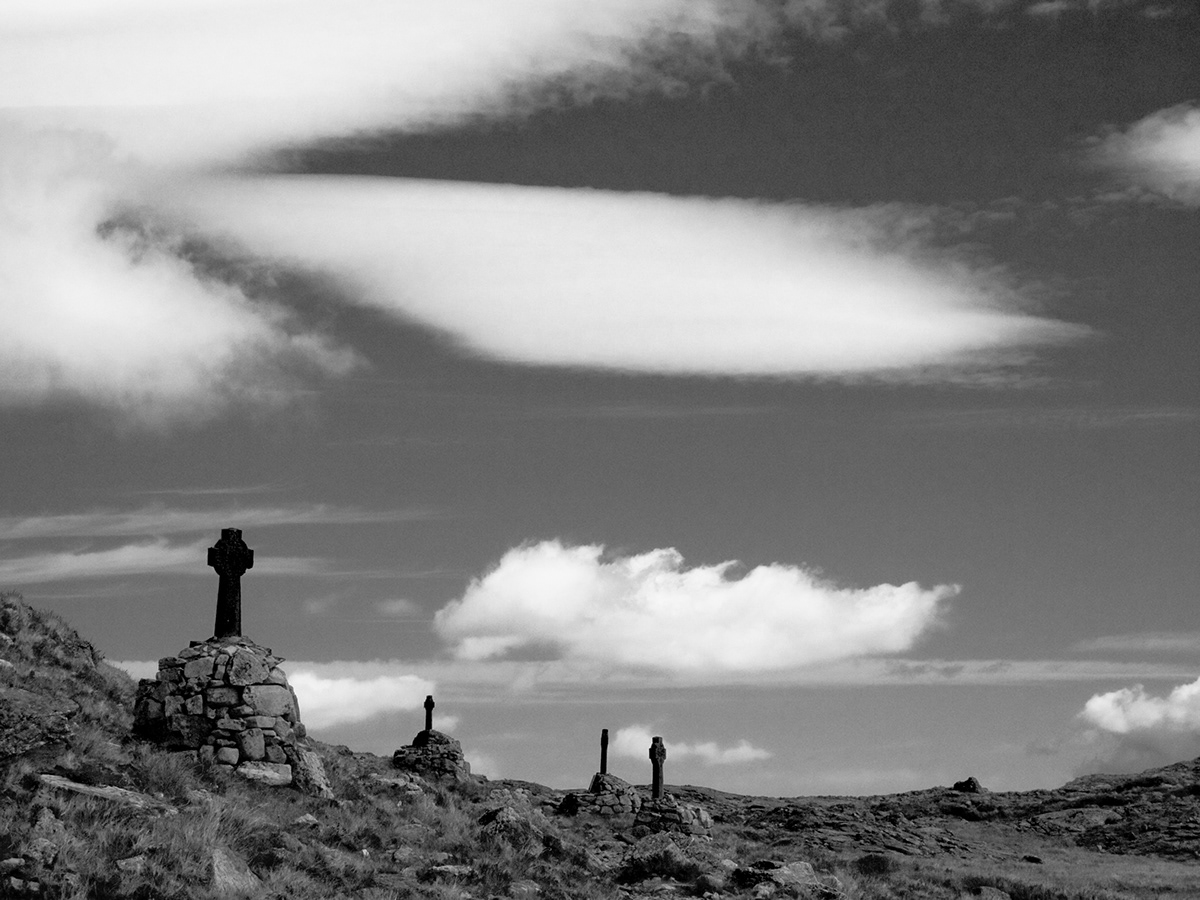 Connemara Ireland pilgrimage black and white Landscape