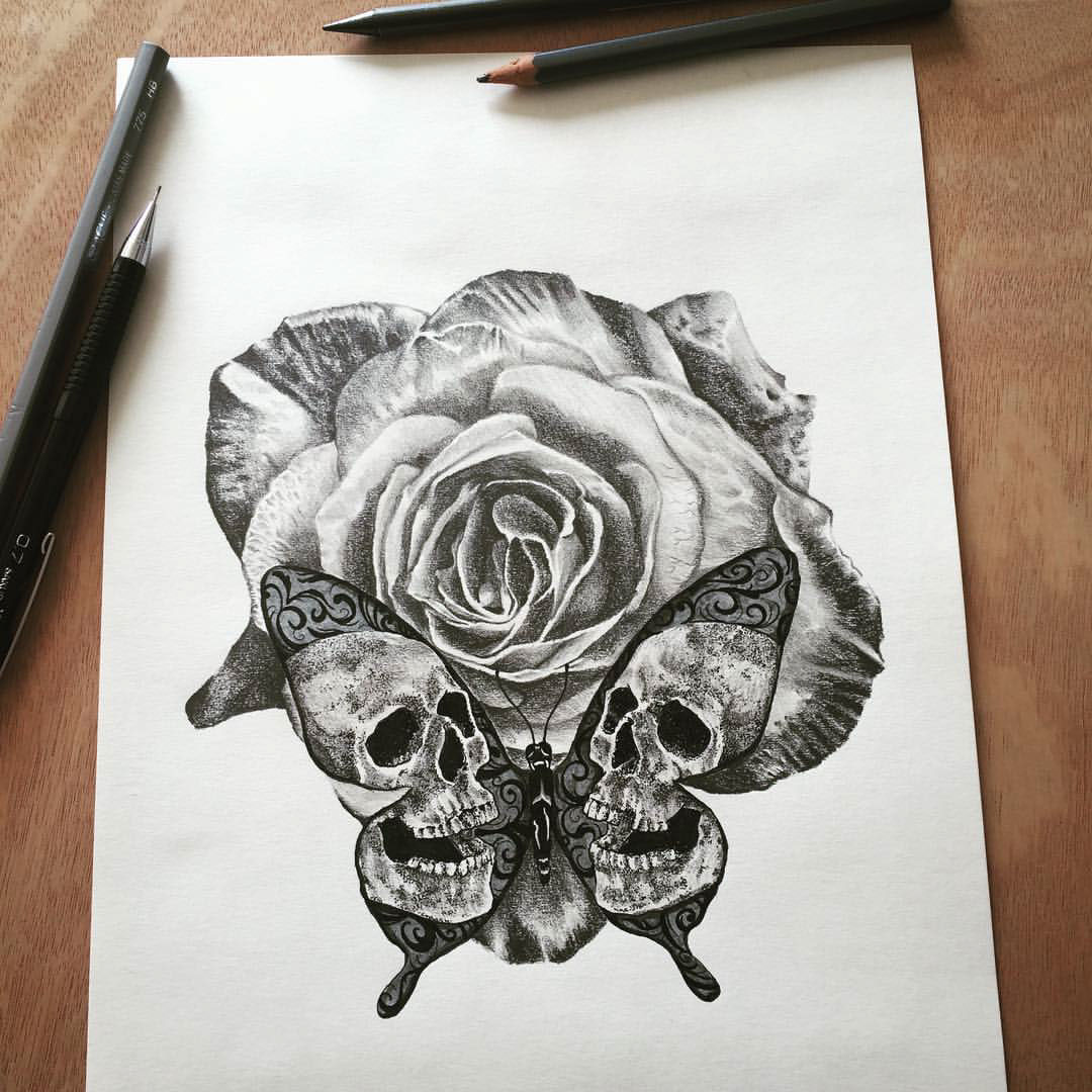 skull rose ILLUSTRATION  black draw sketch designspiration design art artwork
