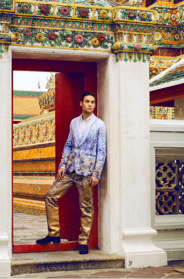 Bangkok wat pho fashion editorial male model Thai model colorful fashion photography portrait