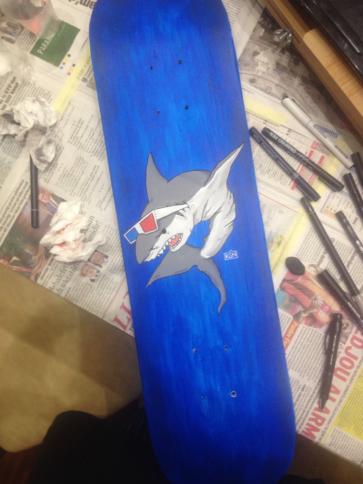 skateboard deck shark 3D old school Drawing  brush xtreme sports