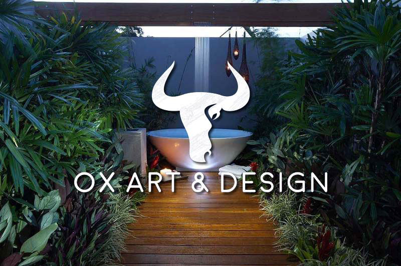 #Creative #Branding ox art design paint pincels colors furniture garden home deco blue logo isologotype