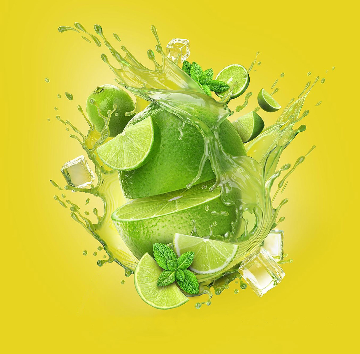 CGI 3ds max 3d modeling Zbrush sculpting  splash texturing lemon drink food3d