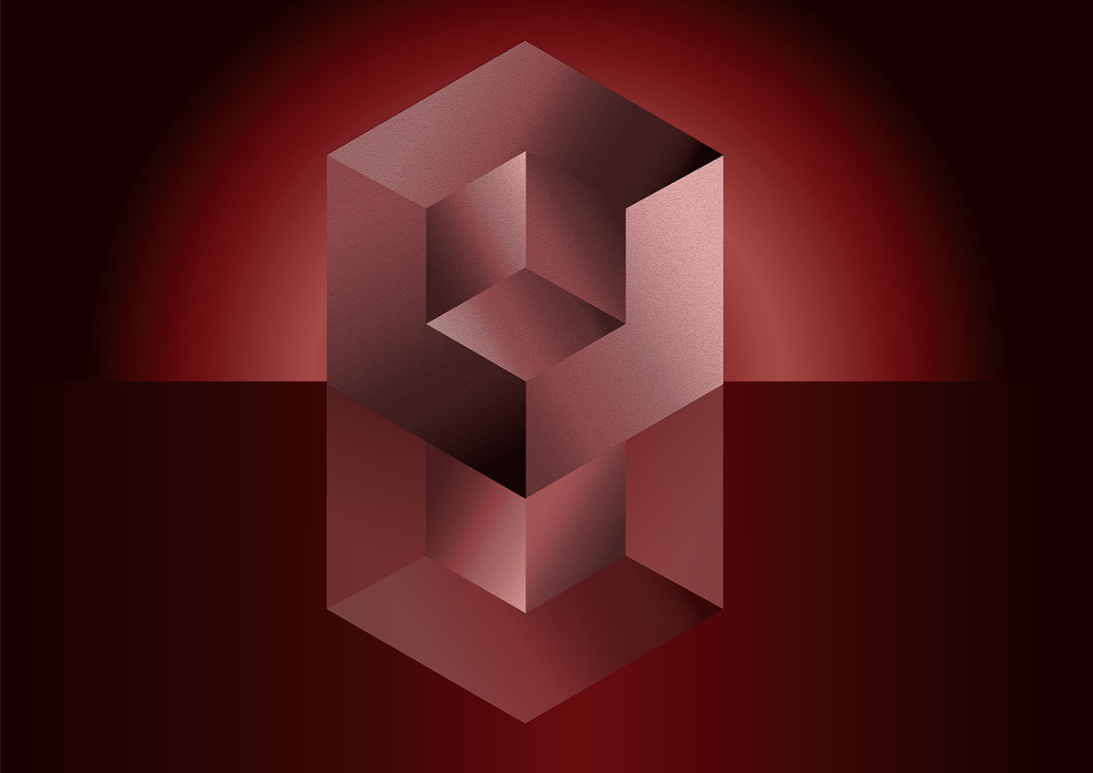 Adobe Portfolio cube impossible illusion geometry gradient texture Illustrator