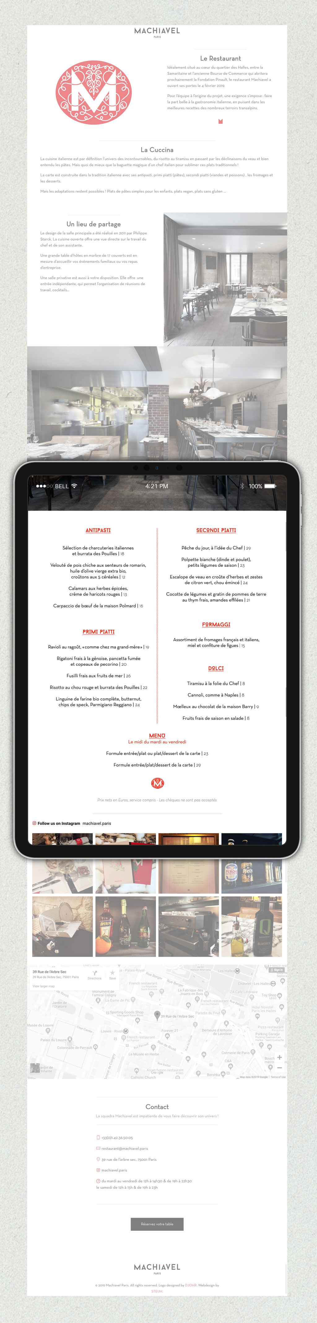restaurant food&beverage Website Webdesign graphic design  djohr machiavel paris Machiavel